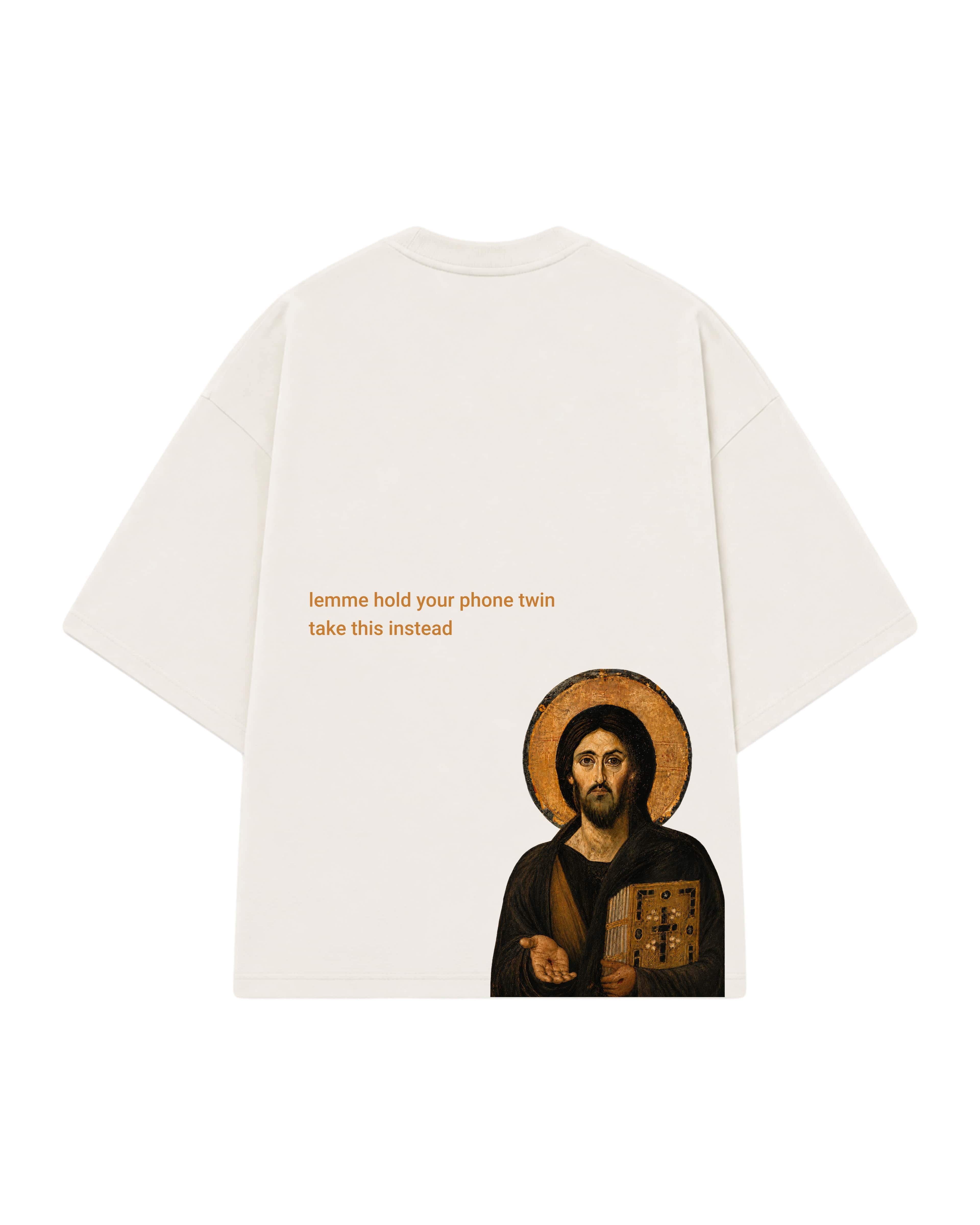 CAMISETA LEMME HOLD YOUR PHONE OFF WHITE/LARANJA