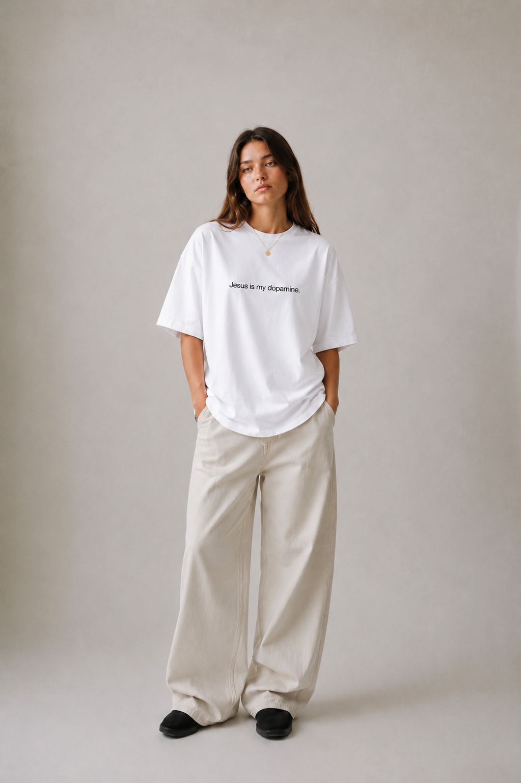 CAMISETA JESUS IS MY DOPAMINE OFF WHITE